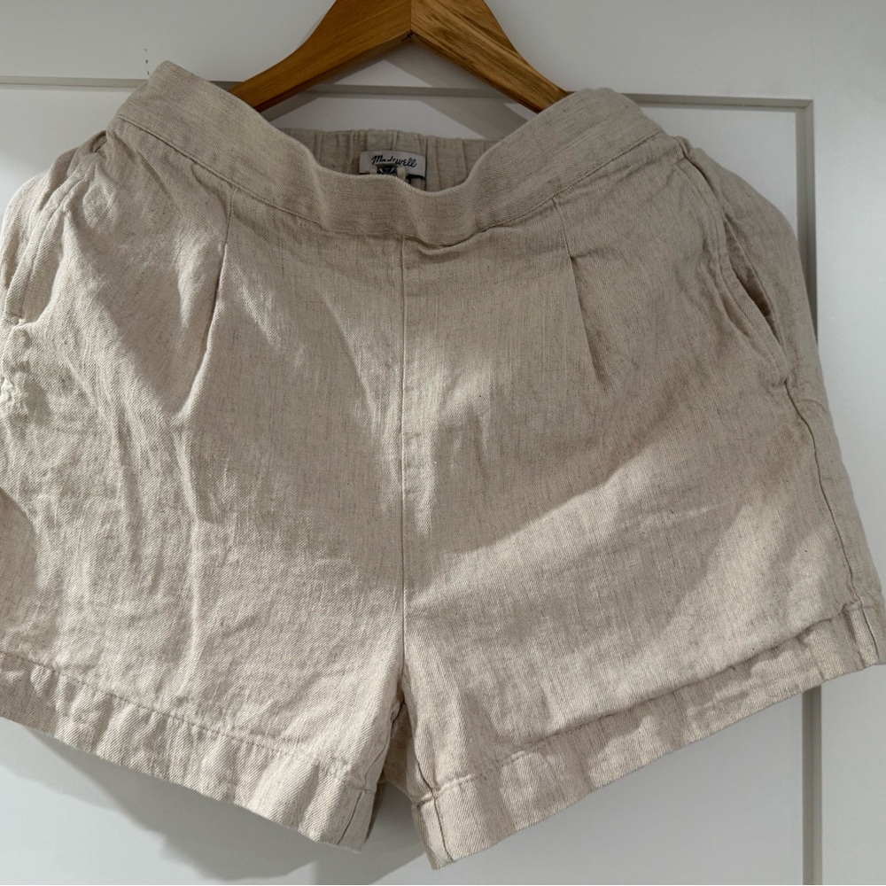 Madewell Women's Linen High Rise Pleated Shorts